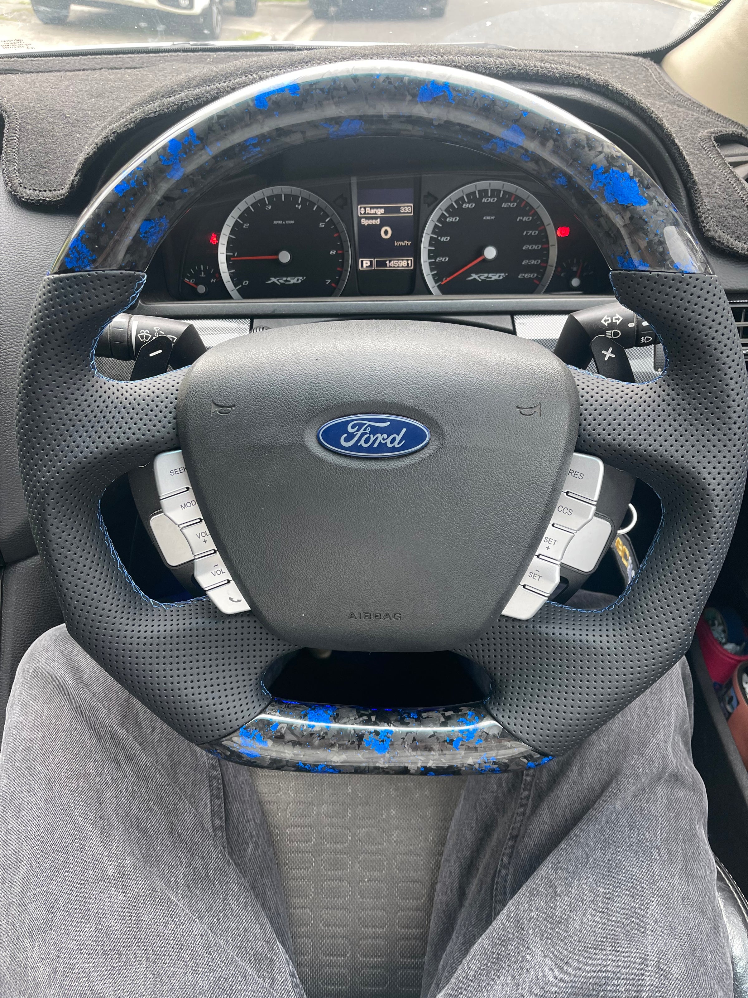 Blue flake forged carbon steering wheel for Ford Falcon FG